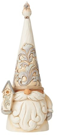 Enesco Jim Shore Heartwood Creek White Woodland Zwerg hält Vogelhaus-Figur, 18 cm, Mehrfarbig