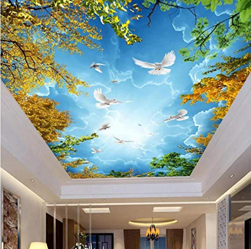 Photo Wallpaper 3D Blue Sky and White Clouds Ceiling Zenith Mural Living Room Bedroom Hotel Nature Landscape 3D Frescoes-150cmx105cm(59.1x41.3inch)