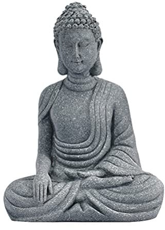 Amosfun Small Buddha Figurines, Sitting Buddha Statue, Sandstone Meditation Buddha Sculpture, Decorative Buddha Ornaments for Home, Yoga Room, Zen Garden Decoration (10cm)