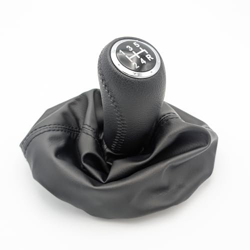 SISS Schaltknauf und Schaltmanschette kompatibel mit Fiat Punto 2 188 HGT PU Leder Schalthebel Knopf Gaitor Abdeckung