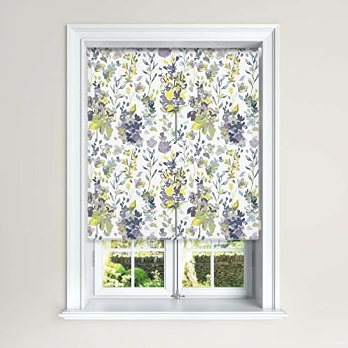 Lister Cartwright Olivia Bard Floral Blackout Roller Blind Olivia Bard Kew Design Easy Fit Child Safety Blind (Kew Olive, 90cm Width x 140 cm Drop)