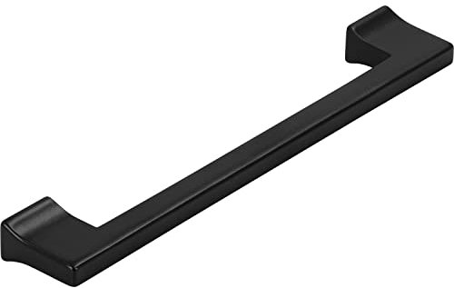 SIRO Möbelgriff Gommern, Modern, Druckguss schwarz matt pulverbeschichtet, 180 mm x 30 mm x 14 mm, LA 160 mm, 2526-180PB12