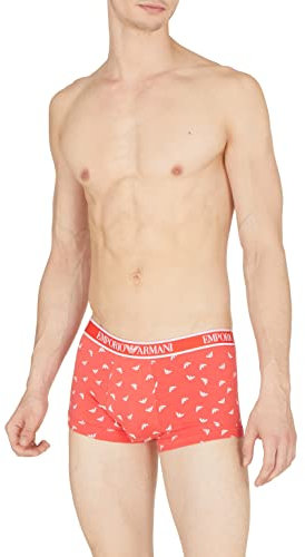 Emporio Armani Men's 3 Pack Core Logo Band Trunks, Blac/Pr.Bitter/Black, L
