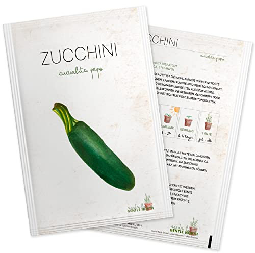 Zucchini Samen - Hochwertige Gemüse Samen für ca. 5 Pflanzen im Gemüsegarten - Samenfestes Saatgut in Samentütchen für die Anzucht Zuhause, auf dem Balkon oder im Garten