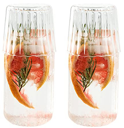 BestAlice Lot de 2 carafes à eau de chevet et verres de 600 ml avec verre transparent - Style vintage