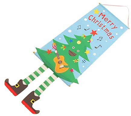 HOHXFYP Weihnachtsbaum Gartenflagge, Langlebige Weihnachtsflagge Aus Bambus und Stoff, Faltbar, Schöne Weihnachtsdekoration für Vorgarten, Veranda, Außenbereich, Hof, Rasen, Büro