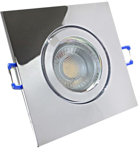 Rolux Flacher LED Bad Einbaustrahler IP44 Enya 230V COB 5W Step Dimmbar Chrom 7 Stück Deckenleuchten 3000K Warmweiß, Feuchtraum Dusche