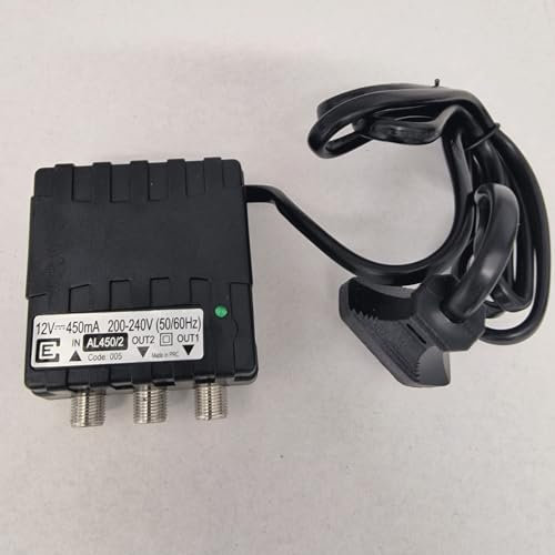 AL450/2 - Alimentatore per Amplificatore Antenna TV, Alimentatore 2 Uscite, Alimentatore 12 Volts 450 mA, Connettore EFFE, Progettato in Italia, Made in P.R.C.