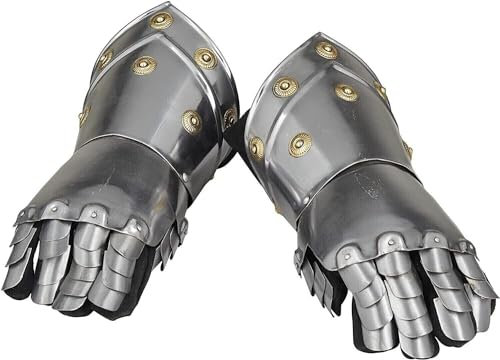 Mittelalterliche gotische Panzerhandschuhe Ritter Rüstung Stulpen Tragbare Kostüm Handschuhe Stahl Arm Handschuhe Reenactment SCA LARP Stulpen Halloween Kostüm, silber, 30 cm