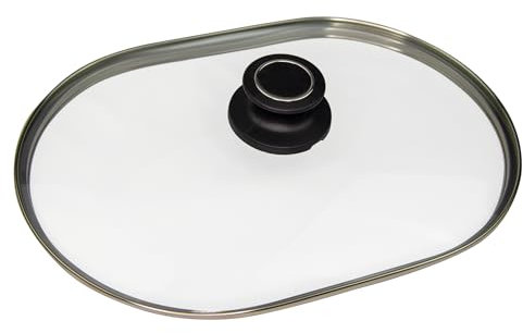 MaxxGoods Glasdeckel für Aluguss Bräter 33 x 22cm mit 5,5L Fassung | Volllasdeckel Backofenfest bis 260°C | hitzebeständiger Deckel mit Entlüftungsknopf | Deckel für Bratpfanne | Sicherheitsglasdeckel