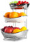 Küchen-Obstständer aus Keramik, 3 Etagen, abnehmbares Regal für Obst, Gemüse, Snacks, Dessert-Aufbewahrung (Silber)