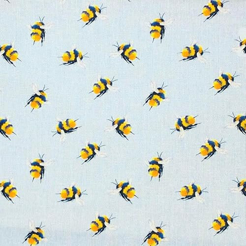 TRIXES Baumwollstoff – Blaues Hummel-Design – Stickstoff – für Textilhandwerk – Schneiderei – Patchwork – ein Blatt 1 x 1,4 m
