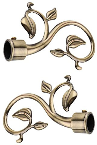 Folpus Klassische Blätter förmig Gardinenstange Endstücke für Fensterdekoration - Antikbronze