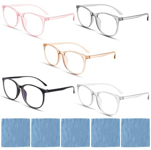 Scettar 5 Piezas Gafas Luz Azul,Gafas de Lectura Anti Luz Azul, Lentes Transparentes Gafas Anti Luz Azul Gafas para Ordenador, Gafas Sin Graduar Anti-reflejantes para Hombre y Mujer (color)