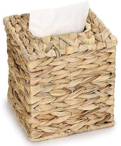 INHEMING Papiertaschentuchbox aus Rattan,Braun Taschentuchbox aus Rattan,Servietten-Aufbewahrungsbox für Badezimmer Wohnzimmer Büro Restaurant