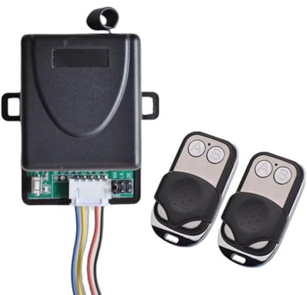 Krawnxin Ricevitore Universale per Cancello 1ch 12/24V DC 433MHZ Interruttore di Controllo Remoto Momentaneo a Levetta Bloccato
