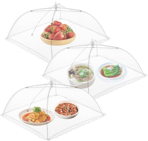 Mesh Food Cover Tent Umbrella,18 inch Food Dome, 2 Pack Food Covers Mesh Pop Up,Large and Strong Food Net Covers,Collapsible Cake Cover,Net Cover for Outdoors Keep Out Flies Bugs Mosquitoes