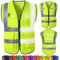WolunLi Warnweste mit Logo - Personalisierte Sicherheitsweste mit Text, Namen - Warnweste bedruckt für Unternehmen mit Reißverschluss & Taschen Fluorescent Green X-Large