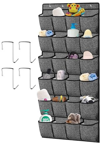 Schuhregal zum Aufhängen über der Tür, 24 große Netztaschen, Schuhregal mit Haken für Schlafzimmer, Badezimmer, Kleiderschrank, Eingang, Schrank, Hausschuhe, Turnschuhe