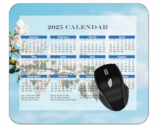YENDOSTEEN Gaming Mouse Pad 2025 Year Calendar,Flower Branch Spring Mouse Mat for Office Computers Laptop Men Women Type26