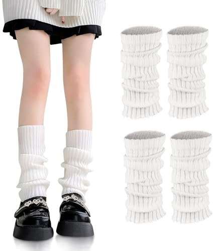 Weiß Stulpen Mädchen, Stulpen Mädchen Weiß Gestrickt Beinwärmer, Stulpen Ballett Damen, Weiß Ballett Stulpen, Warme Beinstulpen Für Damen, Legwarmers Knöchelwärmer Für Frauen, Ballett, Yoga,Partys