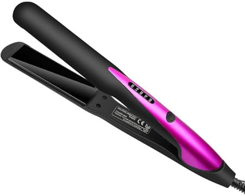 Planchas del Pelo 2 in 1, Rizador de cabello de doble uso, Planchas planas con pantalla LCD y temperatura ajustable de 5 etapas, 150-230°C, Alisador de cabello de cerámica calentamiento rápido