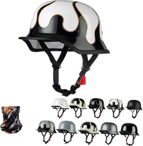 GKCEGHKS Mezzo Casco Scooter Crociera Bicicletta retrò Casco Scodella Aperto Caschi da Moto Mezzo Elmetto Moto retrò ECE Omologato Casco A Scodella Scooter Motorino Cromwell Caschi