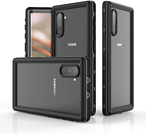 SIYOPINPFY wasserdichte Hülle für Samsung Galaxy Note 10, IP68 Waterproof Staubdicht, 360 Grad Outdoor Schutzhülle mit Kameraschutz Militärischer Stoßfeste Handyhülle für Samsung Note 10 Schwarz