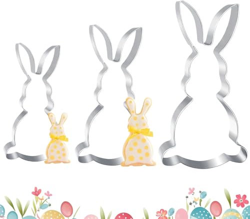 Ausstecher Hase - 3 Stück - 12,7cm 7,2cm 5cm - Edelstahl Osterhasen Ausstechformen Ostern Plätzchen Ausstecher Hasen Keksausstecher Hase Ausstechform Osterhasen Ausstecher für Kekse Backen Kinder