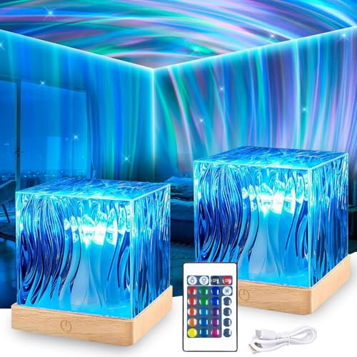 Sunshine smile 2 Stück LED Sternenhimmel Projektor Kinder,Nachtlicht Nordlicht Projektor mit Fernbedienung,Polarlicht Lampe,Ocean Lamp Aurora Light,Luxocean Lampe Galaxy Projector,Skylight Projector