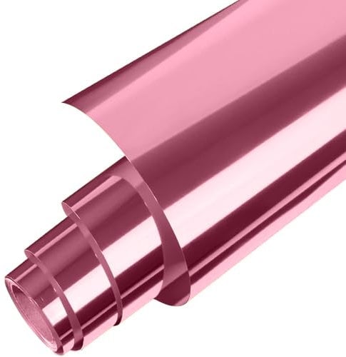 Creatorally Heat Transfer Vinyl Roll, 30.5x183 cm (12in*6ft) Mirror Metal Iron on HTV Paper, DIY Heat Press Design for T-Shirt, Clothes, Hats and Textiles, Easy to Cut & Weed (Rose Gold, Standard)