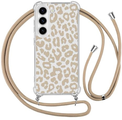 Ciciber Ttusy Handykette Hülle für Samsung Galaxy S23 mit Band, Durchsichtig Muster Leopard Case Weiches Silikon Schutzhülle mit Kordel zum Umhängen Necklace HandyHülle für Samsung S23, 06