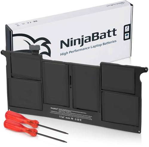 NinjaBatt A1465 A1370 Akku für Apple MacBook Air 11 [Mitte 2011 2012 2013 Anfang 2014 2015 2016 2017 Jahre] A1495 A1406 - Hohe Kapazität [5100mAh/39Wh/7,6V]