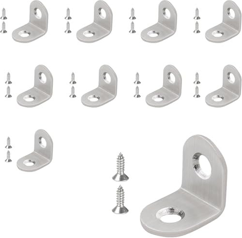 Small Angle Brackets, 20pcs L Brackets, Stainless Steel Corner Bracket for Wood, Right Angle 90 Degree Bracket with 40 Screws for Furniture Desk Table Shelf Corner Braces (20 x 20mm)