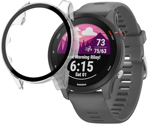 Coque Compatible pour Garmin Forerunner 255/255 Music - Protection Rigide étui Transparent écran Verre trempé Montre connectée Phonillico®