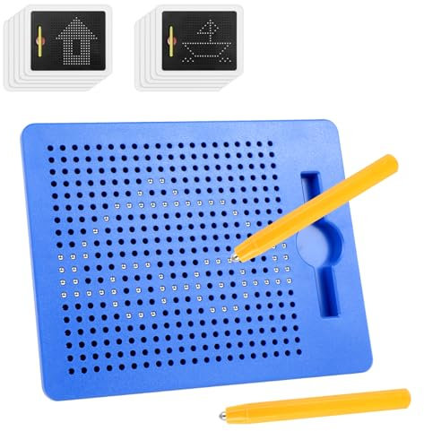 SULOLI Magnetische Zeichentafel,Zaubertafel,Pädagogisches Zeichentablett,Magnet Spiel mit Kugeln und magnetischem Stift für Kinder Schul Familie（Blau）