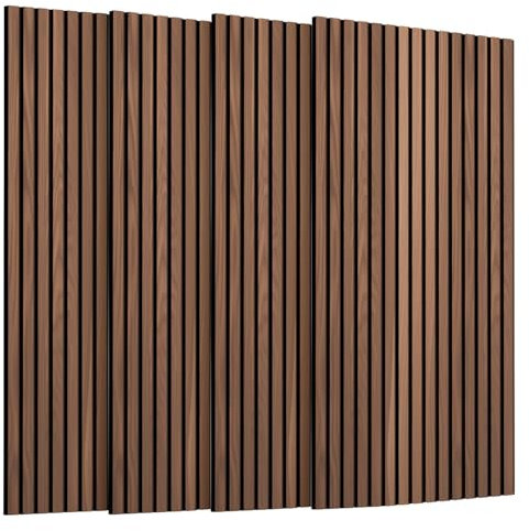 SVILINEK Soundproofing Panels Wood Veneer Acoustic Panels 47.24x23.62 Self-Adhesive 3D Sound Absorbing, NRC 0.75,for Sound Absorbing (Walnut Effect, 4 Pack (31 sq.ft.))