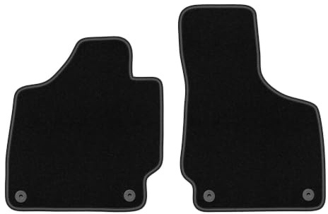Velours-Fußmatten vorne passend für Audi TT II 8J 2006-2014, Schwarz, BASIC | passend für Cabrio/Roadster/Coupé; dünner Velours-Teppich (Polypropylen), ca. 4 mm; rutschfest, runde Befestigungen (Typ AV)