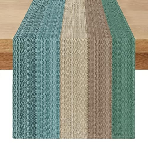 Tischläufer Frühling Grün Abwaschbar 40 x 100 Outdoor Tisch Läufer Modern Sommer Grün Blau Grau Tischmatten Braun Läufer Tisch Set Wohnzimmer Dekoration für Esszimmer Party Urlaub