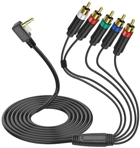 MEIRIYFA PSP - Cable AV para PSP 2000 3000, HDTV HD Component Audio Video AV Cable adaptador de componentes de TV dorado (negro, 1,8 m)