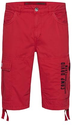 Camp David Herren Skater Shorts aus Twill mit Logo-Stickerei Nautical Red, L