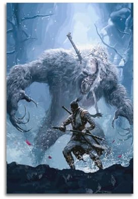 FOWNJCIA Sekiro Samurai-Spiel-Poster, dekoratives Gemälde, Leinwand, Wandposter und Kunstdruck, moderne Familienschlafzimmer-Dekoration, Poster, 20 x 30 cm