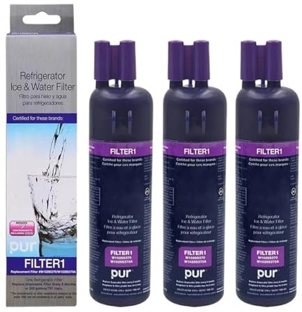 Filtre à eau froide for réfrigérateur, compatible avec Whirlpool (W10295370A), filtre 1 W10295INO 0A, compatible avec Kenmore, Maytag, KitchenAid, Amana et JennAir.(3 PCS)