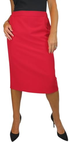 Paulo Due Below Knee Lined Pencil Skirt for Women UK Red 10-24 (18)