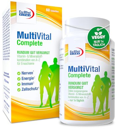 MultiVital Complete speziell für Frauen und Männer bis 50 Jahre | 13 Vitamine + 11 Mineralstoffe, der Allrounder für Nerven, Energie, Immunsystem, Zellschutz, 60 vegetarische Tabletten
