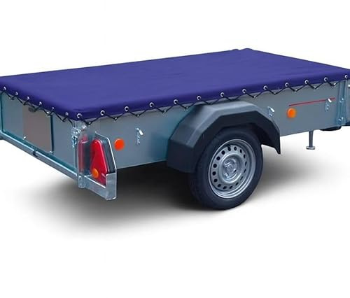 Anhängerabdeckung an den Ecken, strapazierfähig, wasserdicht, PVC-Plane, Spanngurt mit Bungee-Seil, 650 g/m², Gepäckplane, Anhängerfolie (blau, 1,8 m x 91 cm)