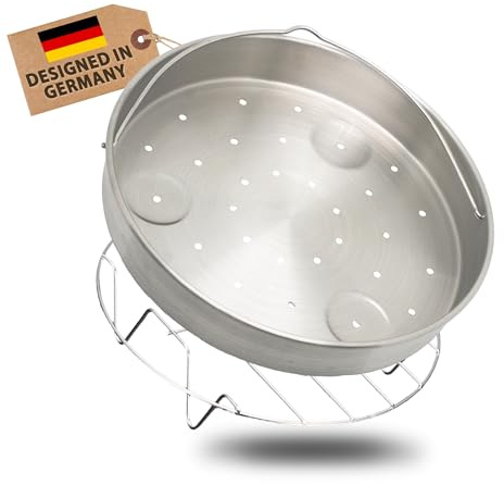 QUIXO Dampfgarer Einsatz - Garkorb klein [100% Edelstahl, Spülmaschinenfest] Dünsteinsatz mit stabilem Standfuß für Schnellkochtopf VitaSmart 6 und 4 Liter