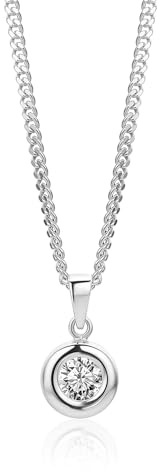 OROVI Halskette Damen, Kettenanhänger 9K Weißgold 375, Kette Silber 925, Silberkette mit Anhänger Gold Diamant 0.25 Ct, Panzerkette 45cm, Schmuck Damen, Hypoallergener Schmuck, inkl. Edler Schmuckbox