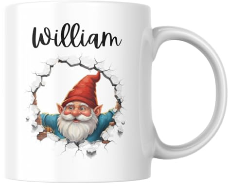 Personalised Funny Gnome Mug, Festive Xmas Eve Gift, Childrens Hot Chocolate Mug, Secret Santa Gift, Gift for Kids