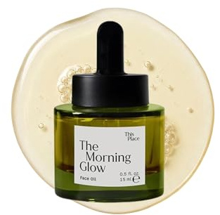 This Place The Morning Glow Gesichtsöl, Schnell Einziehend, 15 ml | Feuchtigkeitsspendend, Antioxidativ und Ausgleichend für Strahlende Haut, mit Traubenkernöl, Vitamin C und Squalan